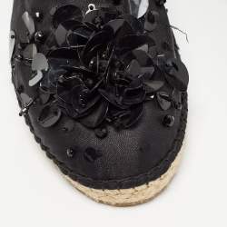 Dior Black Canvas Crystal Embellished Slip On Espadrille Flats Size 42 