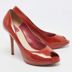 Dior Dark Orange Patent Leather Miss Dior Pumps Size 41