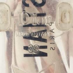 مملوكة مسبقًا Dior Multicolor Printed Fabric and Rubber Ankle Wrap Flats Size 38