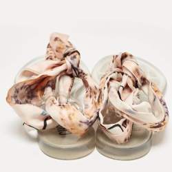 مملوكة مسبقًا Dior Multicolor Printed Fabric and Rubber Ankle Wrap Flats Size 38