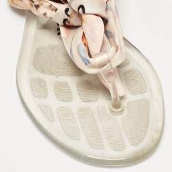 مملوكة مسبقًا Dior Multicolor Printed Fabric and Rubber Ankle Wrap Flats Size 38