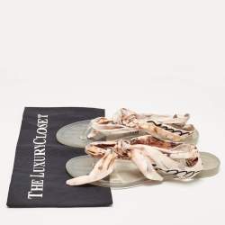 مملوكة مسبقًا Dior Multicolor Printed Fabric and Rubber Ankle Wrap Flats Size 38