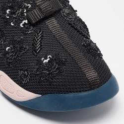 Pre Owned Dior Black/Pink Nylon Fusion Embellished Sneakers Size 36.5