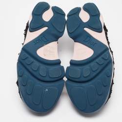 Pre Owned Dior Black/Pink Nylon Fusion Embellished Sneakers Size 36.5