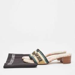 Dior Multicolor Logo Embroidered Canvas Dway Slide Sandals Size 37