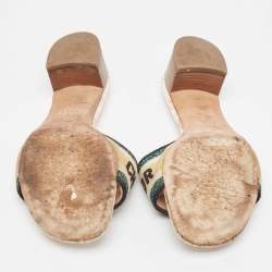 Dior Multicolor Logo Embroidered Canvas Dway Slide Sandals Size 37