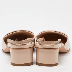 Dior Beige Patent Leather Day Block Heel Slingback Sandals Size 37