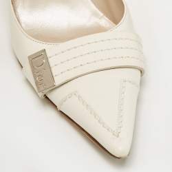 Pre Owned Dior White Leather Pointed Toe Pumps Size 36
