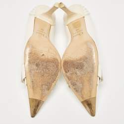 Pre Owned Dior White Leather Pointed Toe Pumps Size 36