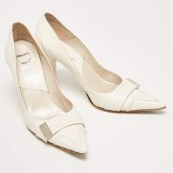 Pre Owned Dior White Leather Pointed Toe Pumps Size 36