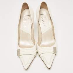Pre Owned Dior White Leather Pointed Toe Pumps Size 36