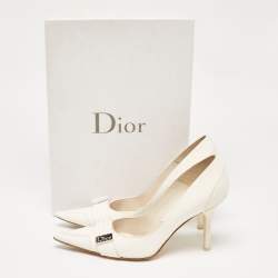Pre Owned Dior White Leather Pointed Toe Pumps Size 36