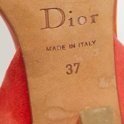 Pre Owned Dior Orange Suede and Patent Slingback Sandals Size 37