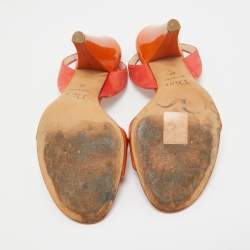 Pre Owned Dior Orange Suede and Patent Slingback Sandals Size 37
