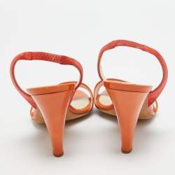 Pre Owned Dior Orange Suede and Patent Slingback Sandals Size 37