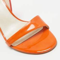 Pre Owned Dior Orange Suede and Patent Slingback Sandals Size 37