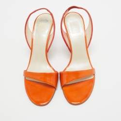 Pre Owned Dior Orange Suede and Patent Slingback Sandals Size 37