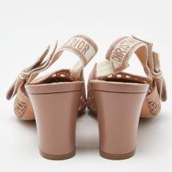 Pre Owned Dior Old Rose Cannage Fabric Moi Slingback Pumps Size 36