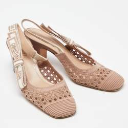 Pre Owned Dior Old Rose Cannage Fabric Moi Slingback Pumps Size 36