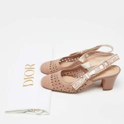 Pre Owned Dior Old Rose Cannage Fabric Moi Slingback Pumps Size 36