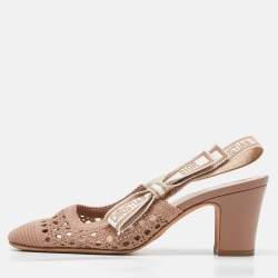 Pre Owned Dior Old Rose Cannage Fabric Moi Slingback Pumps Size 36