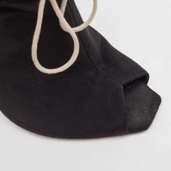 Dior Black Canvas Open Toe Lace Up Ankle Boots Size 37.5