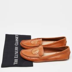 Dior Orange Leather Slip On Loafers Size 37