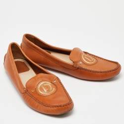 Dior Orange Leather Slip On Loafers Size 37