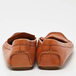 Dior Orange Leather Slip On Loafers Size 37