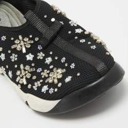 Dior Black Crystal Embellished Mesh Fusion Sneakers Size 39.5