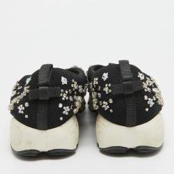 Dior Black Crystal Embellished Mesh Fusion Sneakers Size 39.5