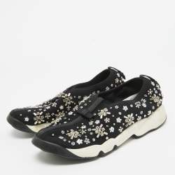 Dior Black Crystal Embellished Mesh Fusion Sneakers Size 39.5