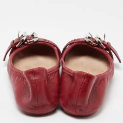 Dior Red Leather Buckle Ballet Flats Size 37