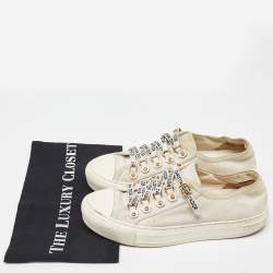 Dior Cream Canvas Walk'n'Dior Sneakers Size 38.5