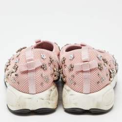 Dior Pink Embellished Mesh Fusion Sneakers Size 40