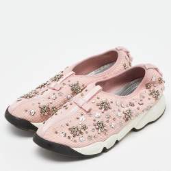 Dior Pink Embellished Mesh Fusion Sneakers Size 40