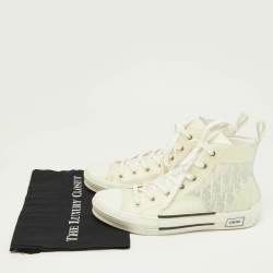 Dior White Mesh and Rubber B23 High Top Sneakers Size 45