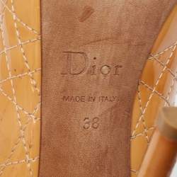 Dior Light Orange Cannage Patent Leather Bow Peep Toe Pumps Size 38