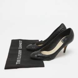 Dior Black Cannage Leather Bow Round Toe Pumps Size 37.5