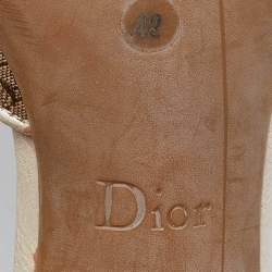 Dior Beige/Brown Monogram Canvas and Leather D'orsay Peep Toe Pumps Size 42