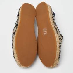 Dior Navy Blue/Beige Oblique Embroidered Canvas Granville Espadrille Flats Size 35