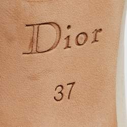 Pre Owned Dior Cream Leather Chain Embellished Block Heel Pumps Size 37