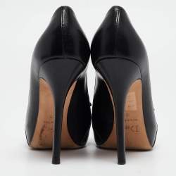 مملوكة مسبقًا Dior Black Leather Bow Crystal Embellished Pumps Size 38