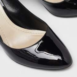 Dior Black Patent Leather Stud Embellished Block Heel Pumps Size 40