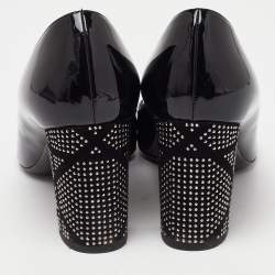 Dior Black Patent Leather Stud Embellished Block Heel Pumps Size 40