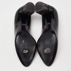 Dior Black Patent Leather Stud Embellished Block Heel Pumps Size 40