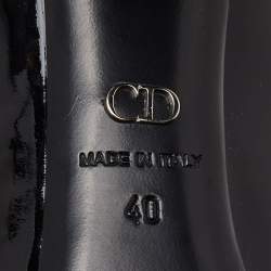 Dior Black Patent Leather Stud Embellished Block Heel Pumps Size 40