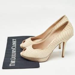 Dior Beige Python Embossed Nubuck Miss Dior Pumps Size 39