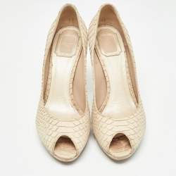 Dior Beige Python Embossed Nubuck Miss Dior Pumps Size 39