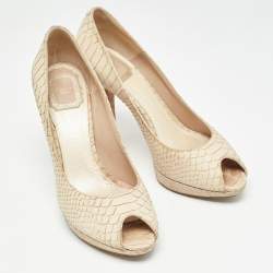 Dior Beige Python Embossed Nubuck Miss Dior Pumps Size 39